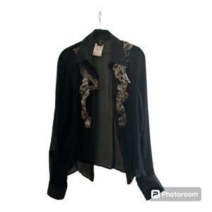 Just Cavalli leopard ruffle silk blouse